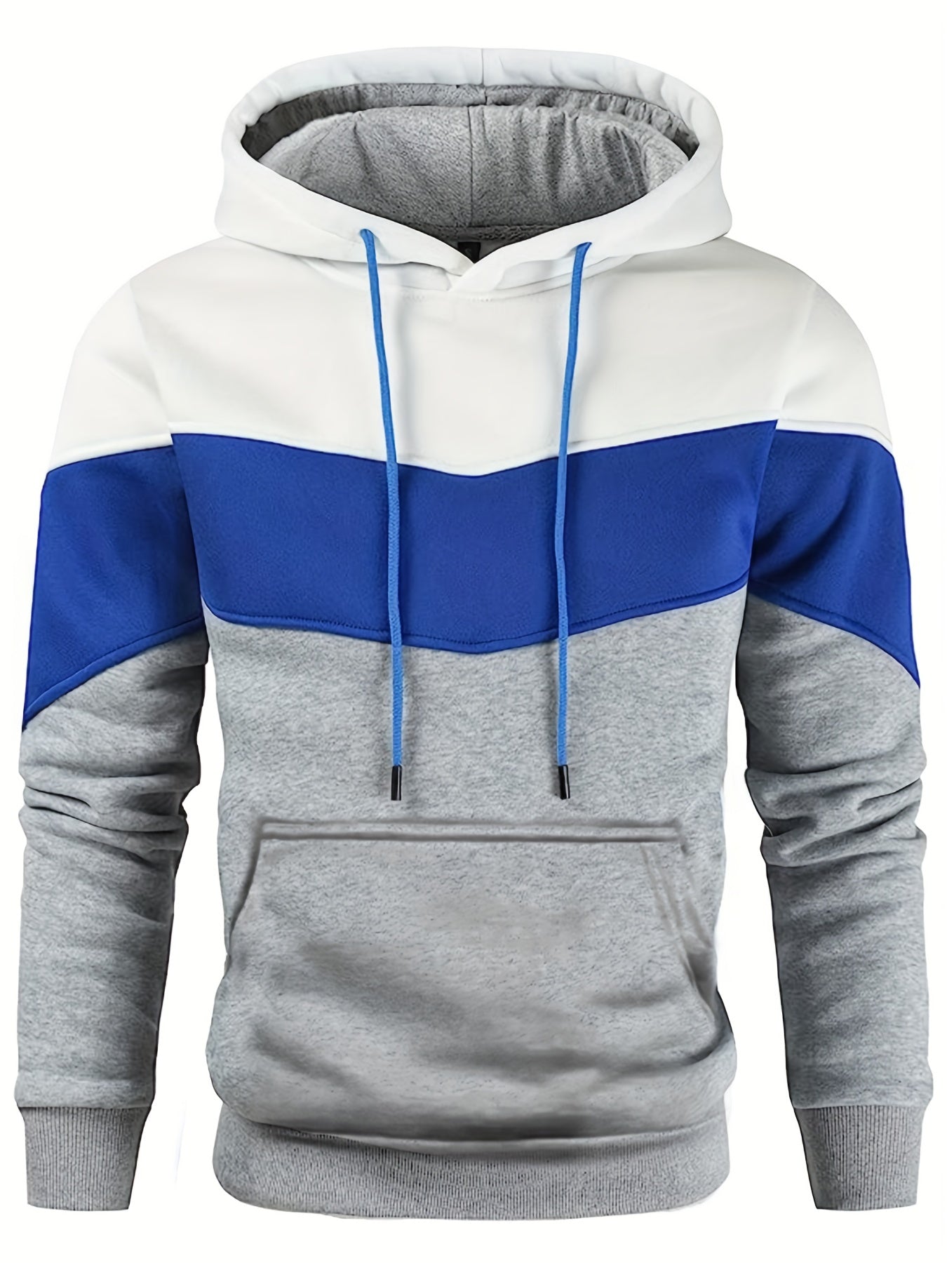 Men's Hooded Sweatshirt - Contrast Colour Block Design