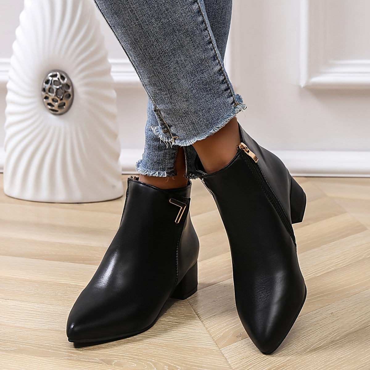 Ladies Classic Low Heel Ankle Boots - ModishWorld