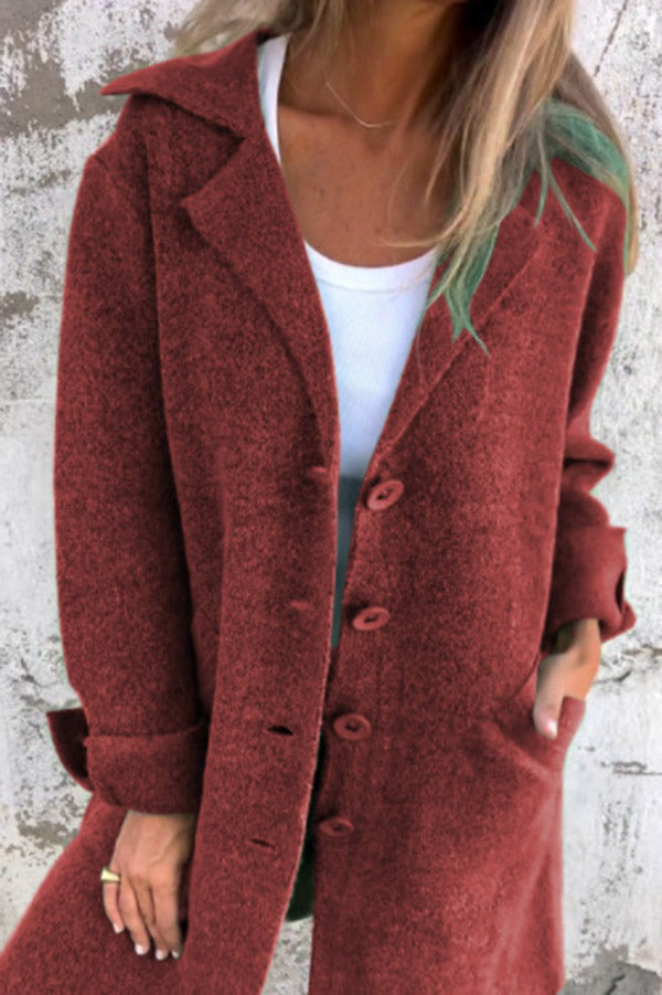 Classic Solid Color Short Trench Coat for Ladies