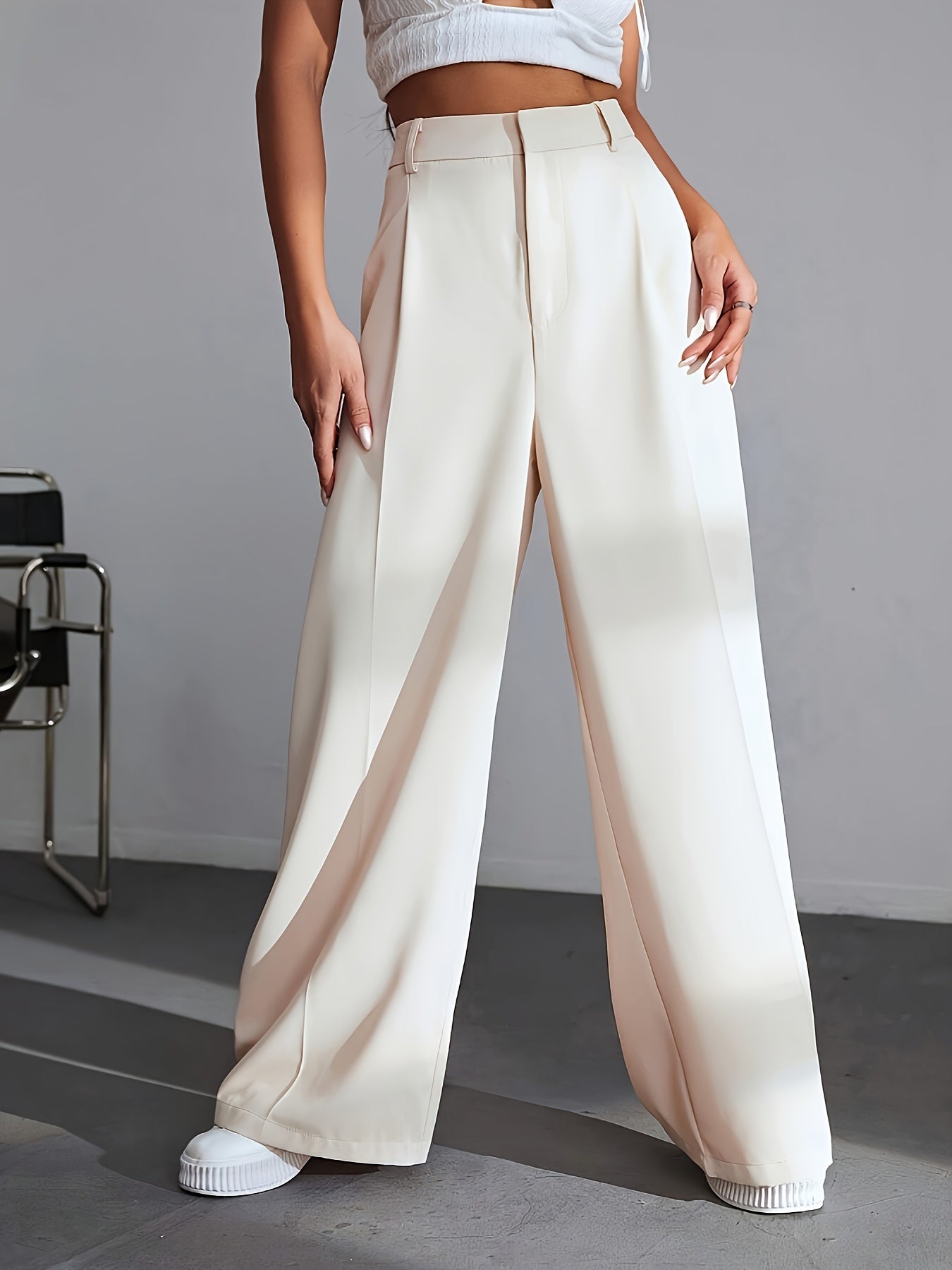 Ladies Comfortable Loose Fit Pleated Pants - ModishWorld