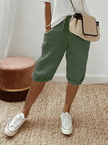 Women's Breathable Summer Shorts in Cotton Linen - ModishWorld