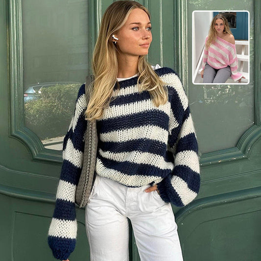 Colorful Striped Women's Knit Sweater - ModishWorld