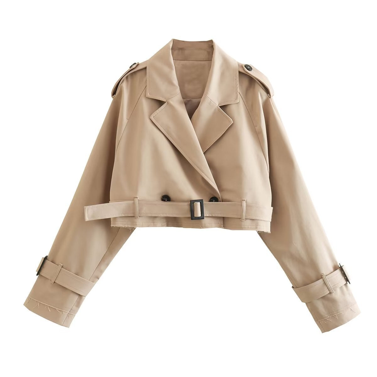 Women's Chic Short Trench Coat - Classic Waist Belt - ModishWorld