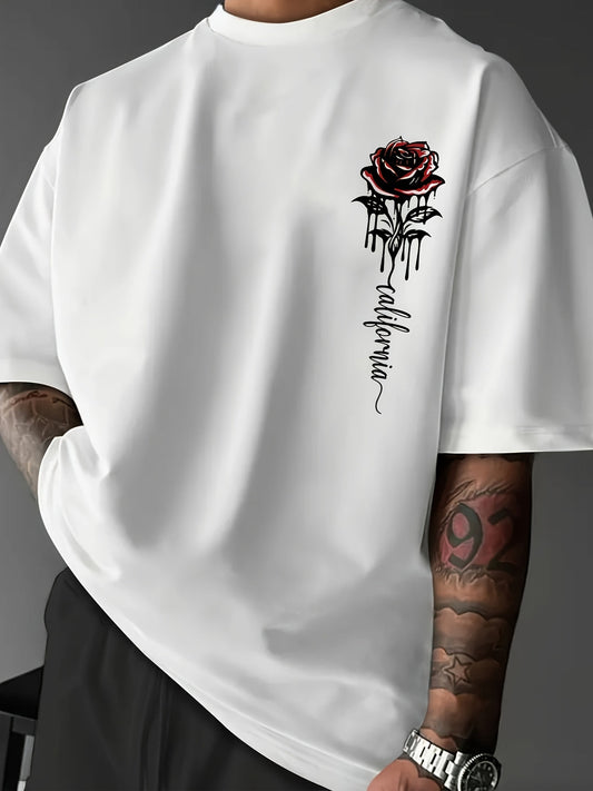 Casual Rose Graphic Tee for Men - Modish World