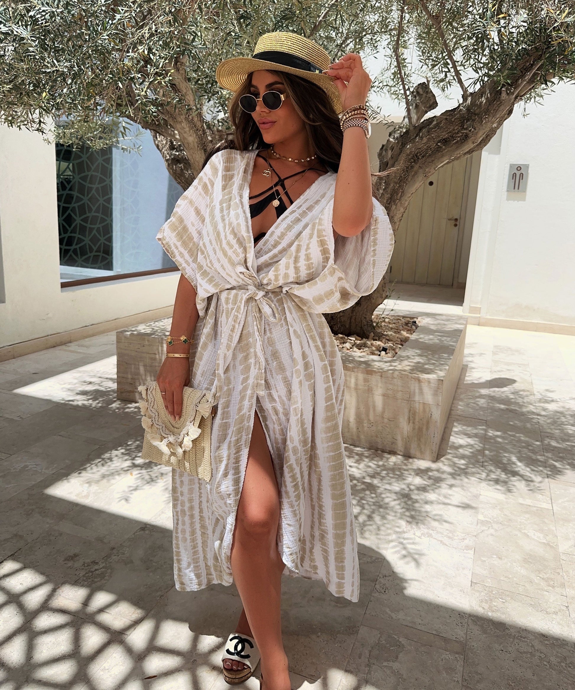 Beige Snake Print Bliss Kimono by ModishWorld
 - ModishWorld