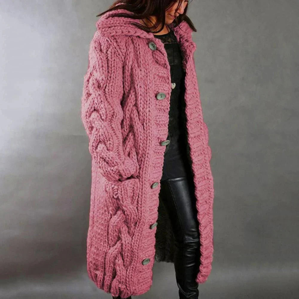 Oversized Women's Cable Knit Cardigan Coat