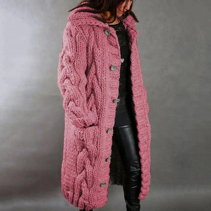 Oversized Women's Cable Knit Cardigan Coat