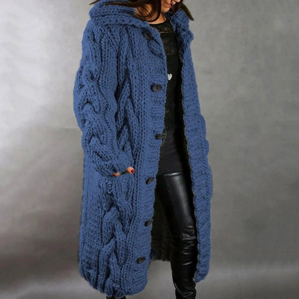 Oversized Women's Cable Knit Cardigan Coat - ModishWorld