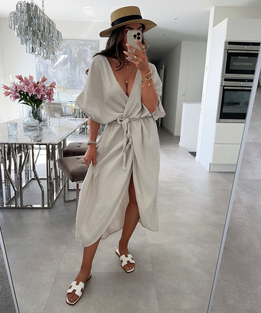 Beige Cotton Kimono by ModishWorld Bliss
 - ModishWorld