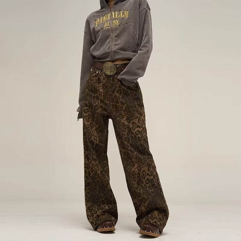 Trendy Leopard Jeans for Women - Casual Belted Style - ModishWorld