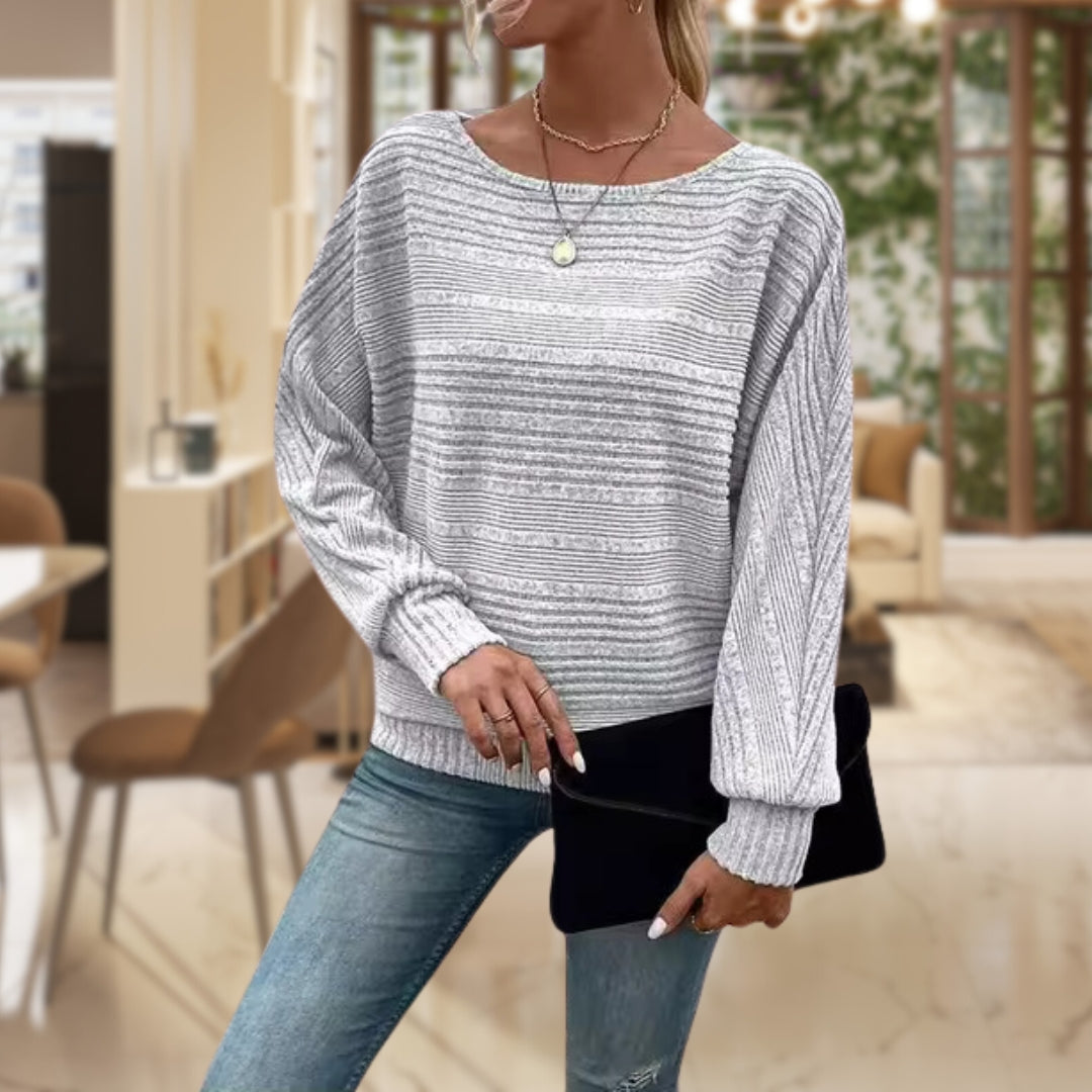 Casual Striped Knit Women's Blouse