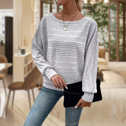 Casual Striped Knit Women's Blouse