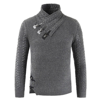 Men's Crew Neck Sweater with Button Fastening