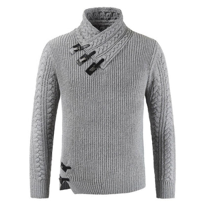 Men's Crew Neck Sweater with Button Fastening - ModishWorld