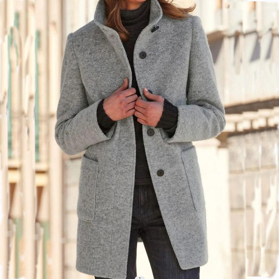 Ladies Classic Coat with Side Pockets - ModishWorld