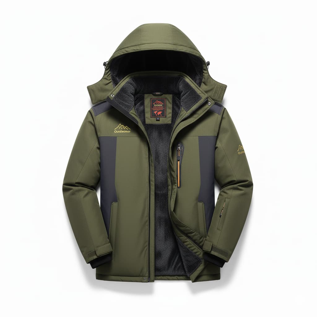 Waterproof Men's Parka Jacket with Hood and Zip Pockets - ModishWorld
