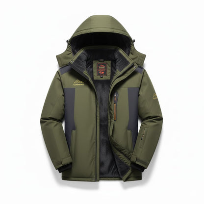 Waterproof Men's Parka Jacket with Hood and Zip Pockets - ModishWorld
