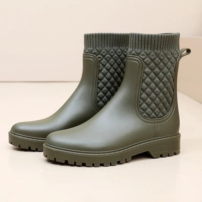 Waterproof Women's Slip On Ankle Rain Boot