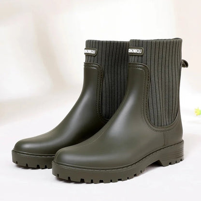 Waterproof Women's Slip On Ankle Rain Boot