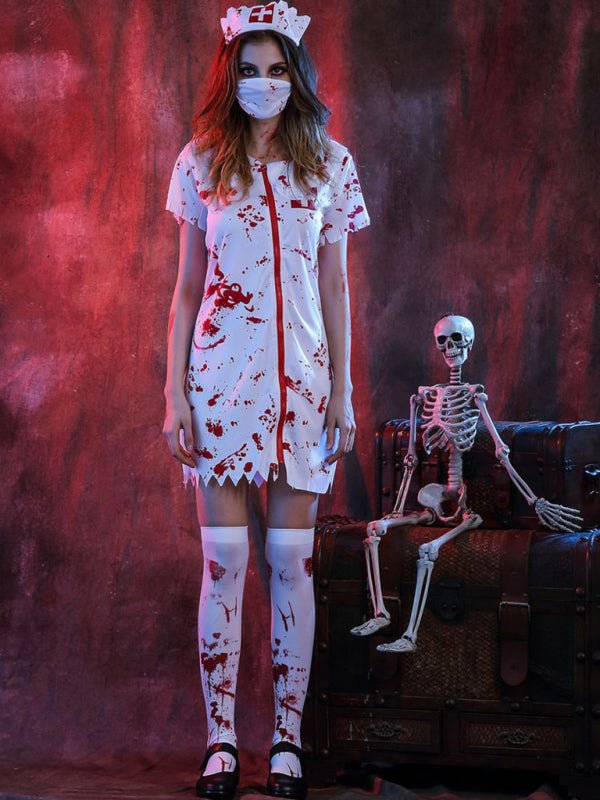 Scary Zombie Nurse Halloween Costume Dress