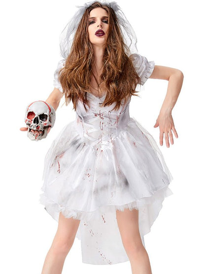 Sexy Zombie Bride Wedding Dress Costume - ModishWorld