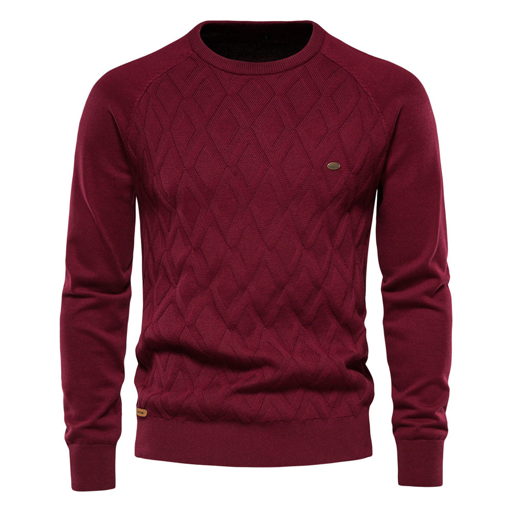 Men's Sweater - Classic Crew Neck Diamond Design