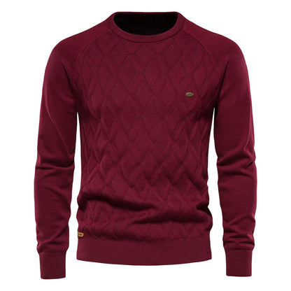 Men's Sweater - Classic Crew Neck Diamond Design