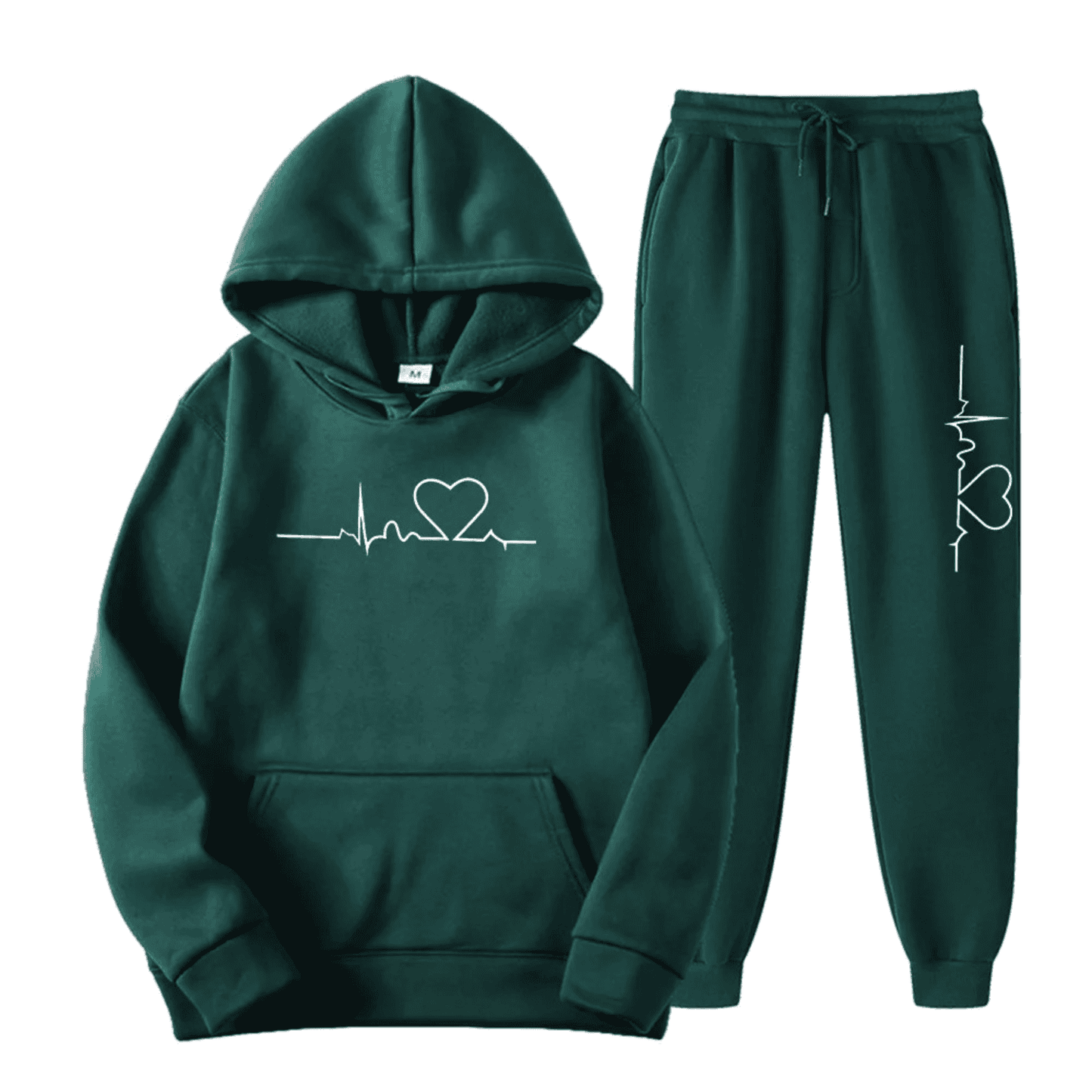 Cozy Heart Print Hoodie and Sweatpants Set
