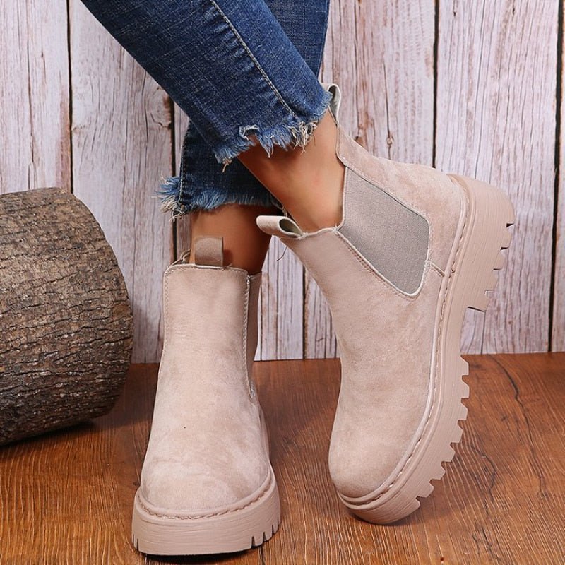 Low Heel Women's Ankle Boots Slip On Shoes - ModishWorld