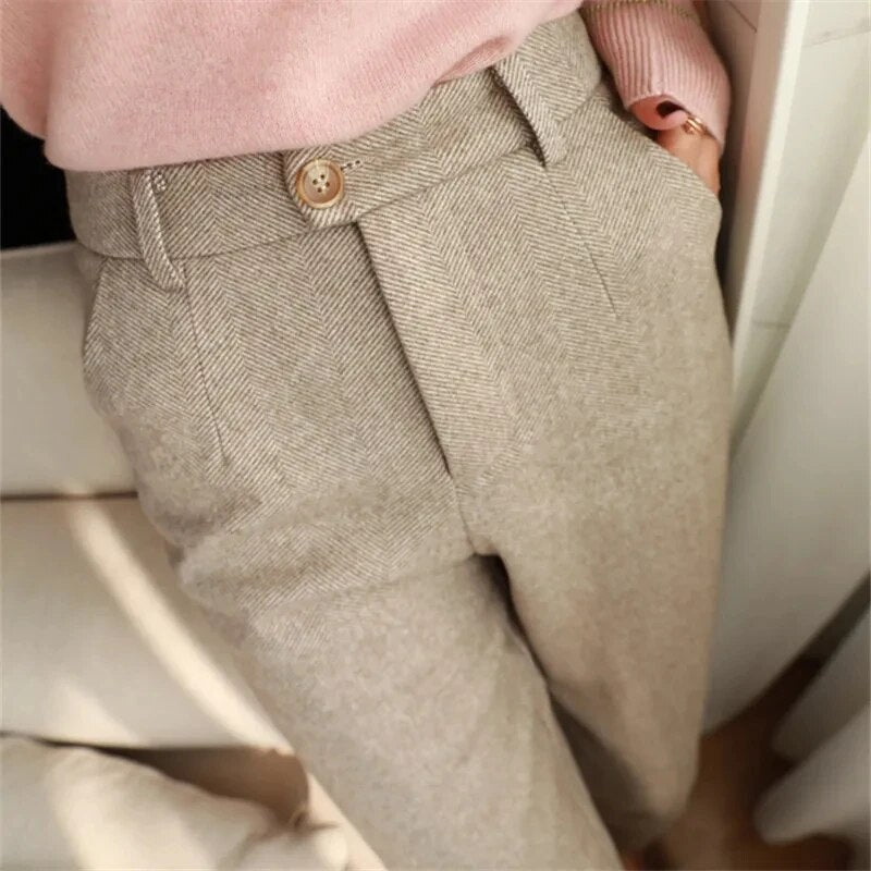 Ladies Slim Fit Office Pants - Classic Tailored Style - ModishWorld