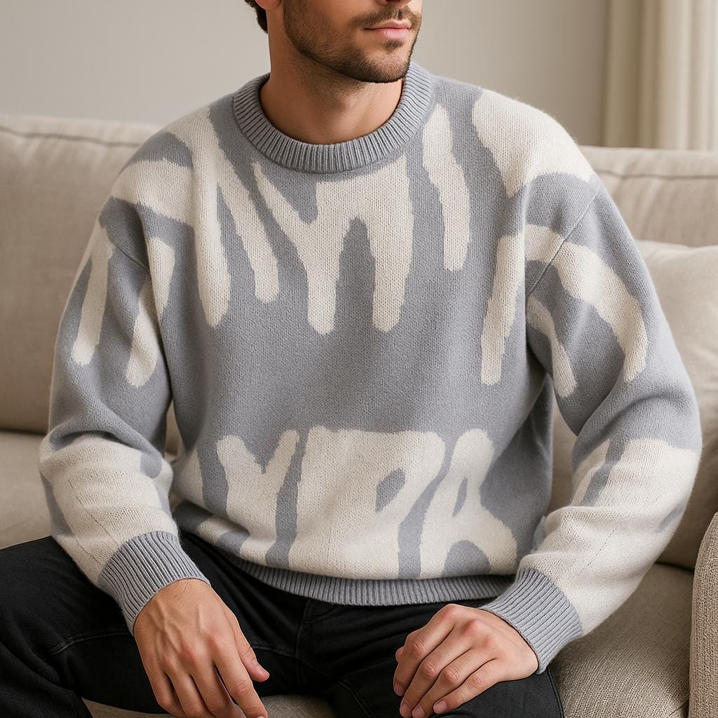 Big and Tall Graphic Crew Neck Sweater