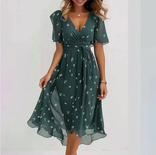 Classic V Neck Women's Dress - ModishWorld