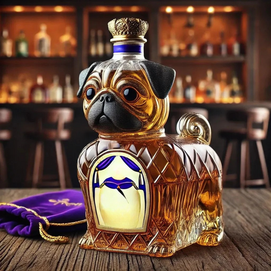 Clear Whiskey Decanter with Dog Figurine - ModishWorld
