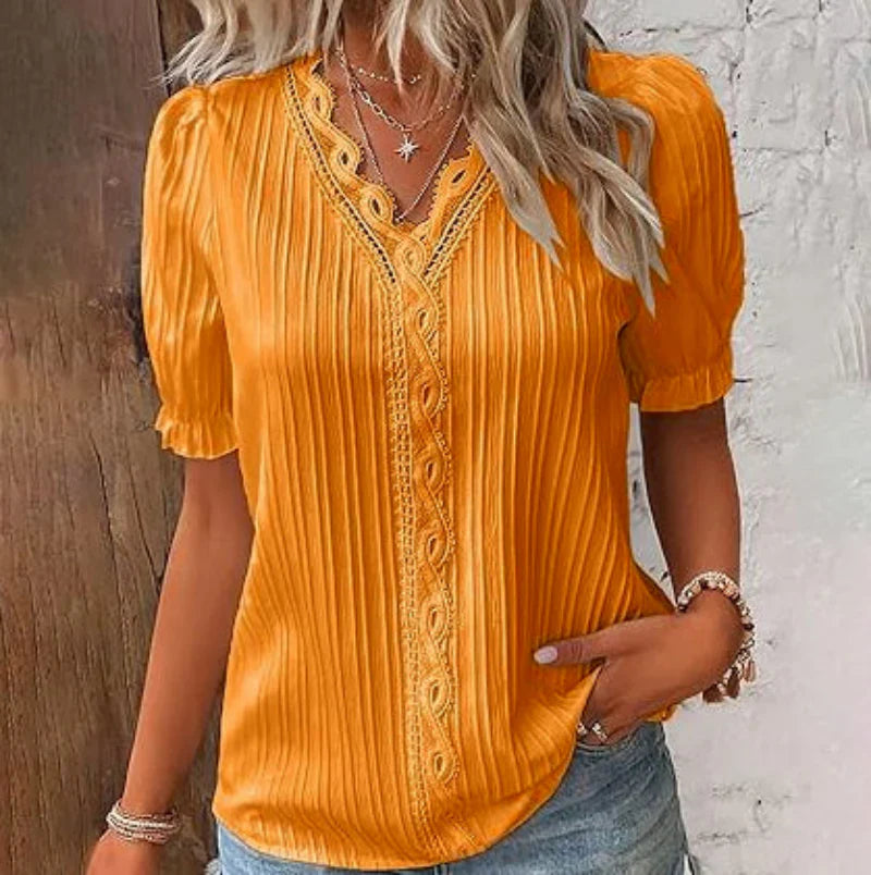 Women's Classic V-Neck Work Blouse