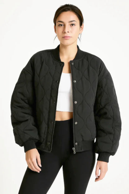 Women's Padded Bomber Jacket - Plus Size Quilted Coat