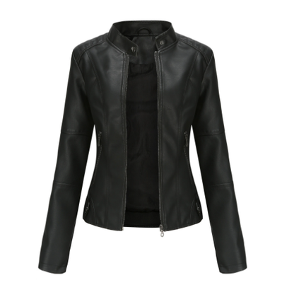 Slim Fit Leather Biker Jacket for Ladies - ModishWorld