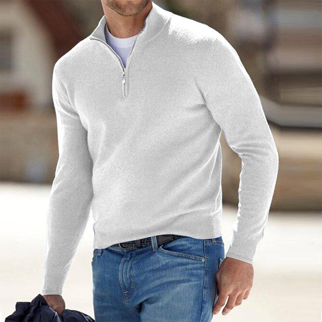 Men's Sweater - Quarter Zip Fleece Pullover - ModishWorld