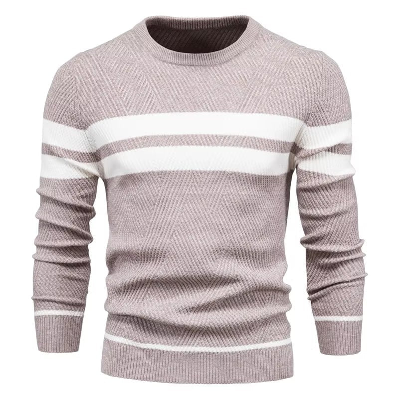 Classic Men's Sweater – Crew Neck Stripe Design
