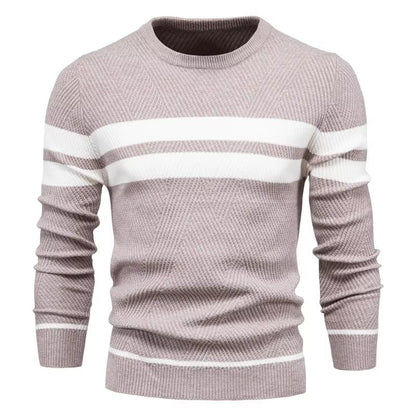 Classic Men's Sweater – Crew Neck Stripe Design