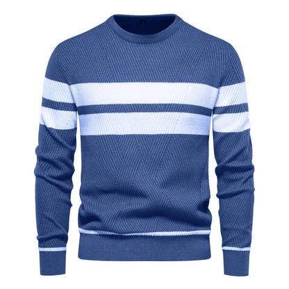 Classic Men's Sweater – Crew Neck Stripe Design