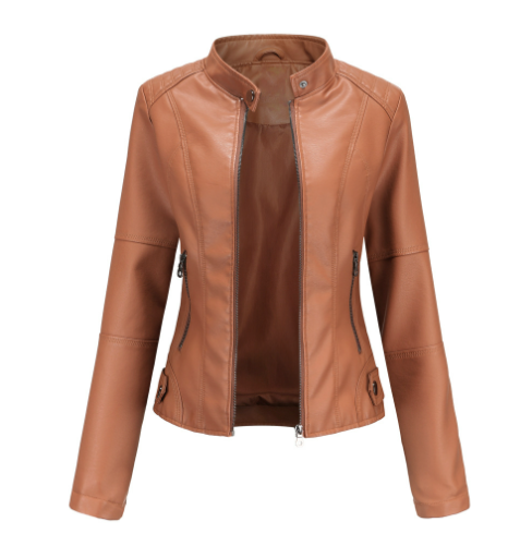 Slim Fit Leather Biker Jacket for Ladies