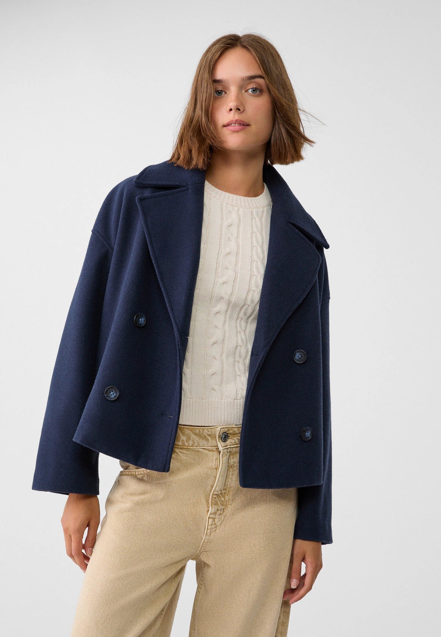 Short Fitted Womens Double Button Jacket