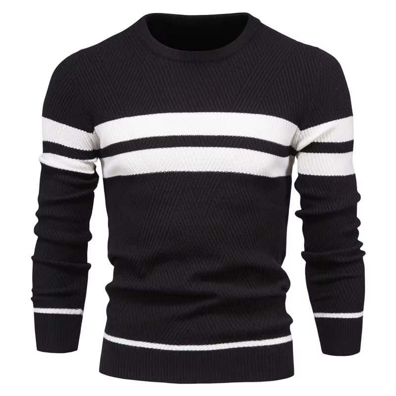 Classic Men's Sweater – Crew Neck Stripe Design
