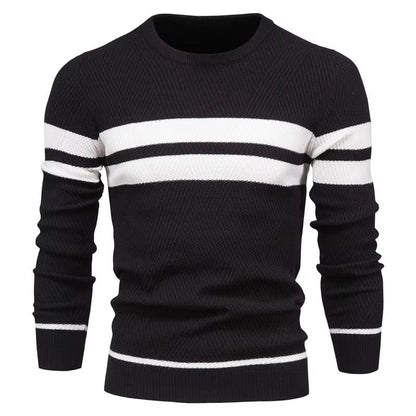 Classic Men's Sweater – Crew Neck Stripe Design