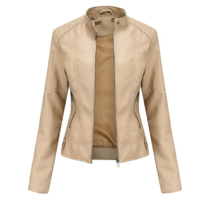 Slim Fit Leather Biker Jacket for Ladies