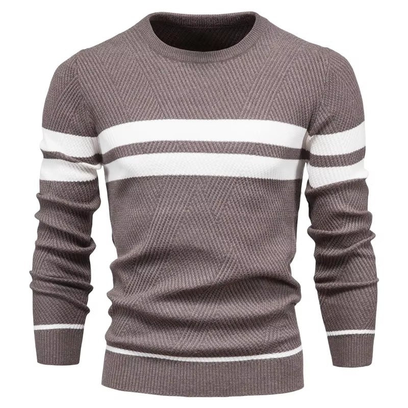 Classic Men's Sweater – Crew Neck Stripe Design