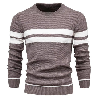 Classic Men's Sweater – Crew Neck Stripe Design