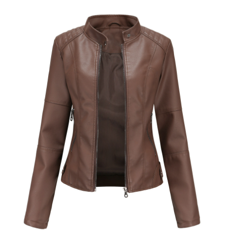 Slim Fit Leather Biker Jacket for Ladies