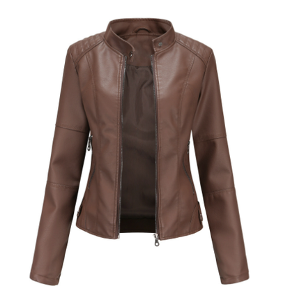 Slim Fit Leather Biker Jacket for Ladies