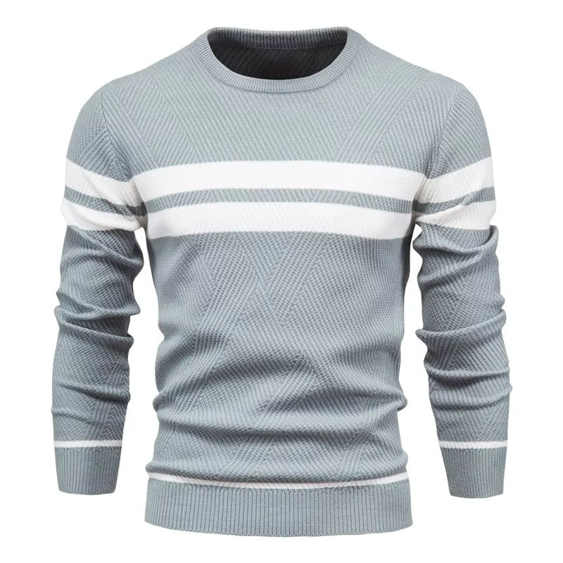 Classic Men's Sweater – Crew Neck Stripe Design - ModishWorld